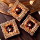 Brass Carved Square Shaped Oil Lamp Diwali  Festival Decoration Diya Pack of 3